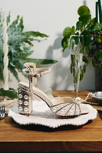 Azalea Wang Esteva Pearl Block Heel Sandal