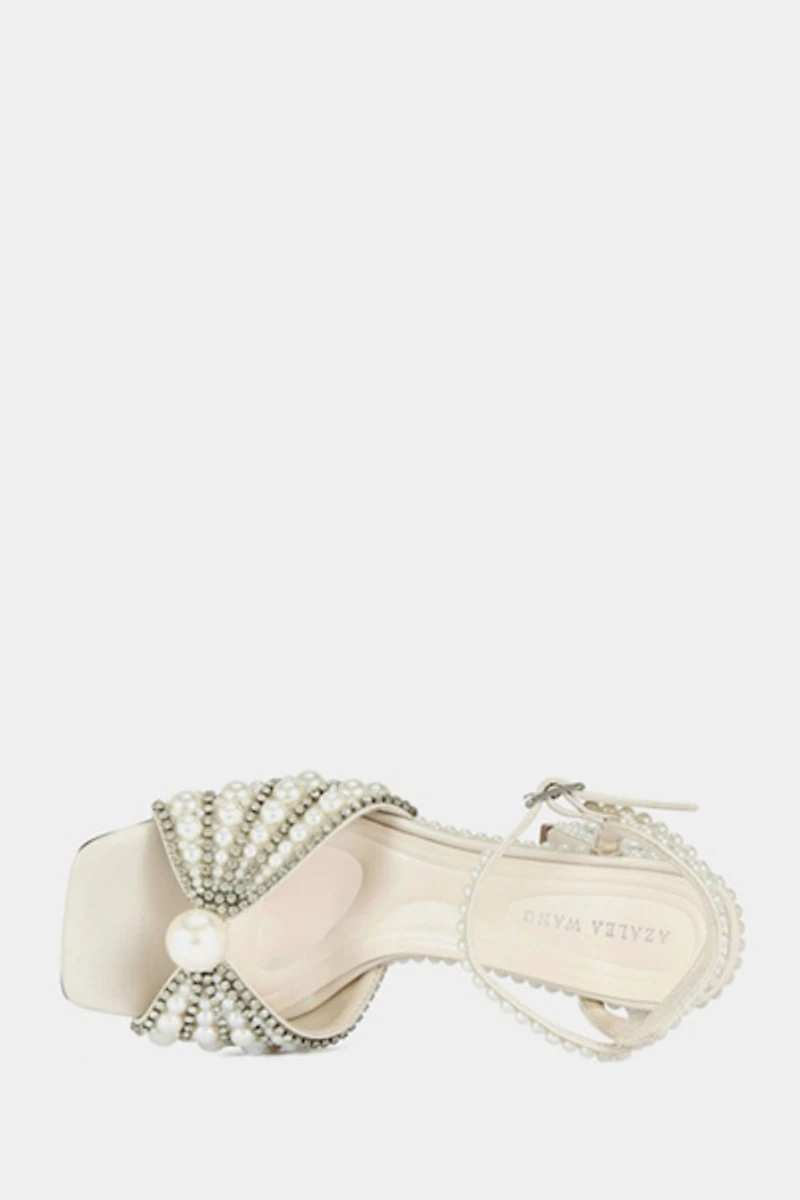Azalea Wang Esteva Pearl Block Heel Sandal