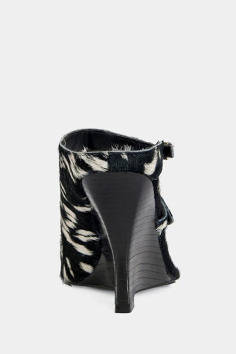 Azalea Wang Giannis Calf Hair Wedge Sandal