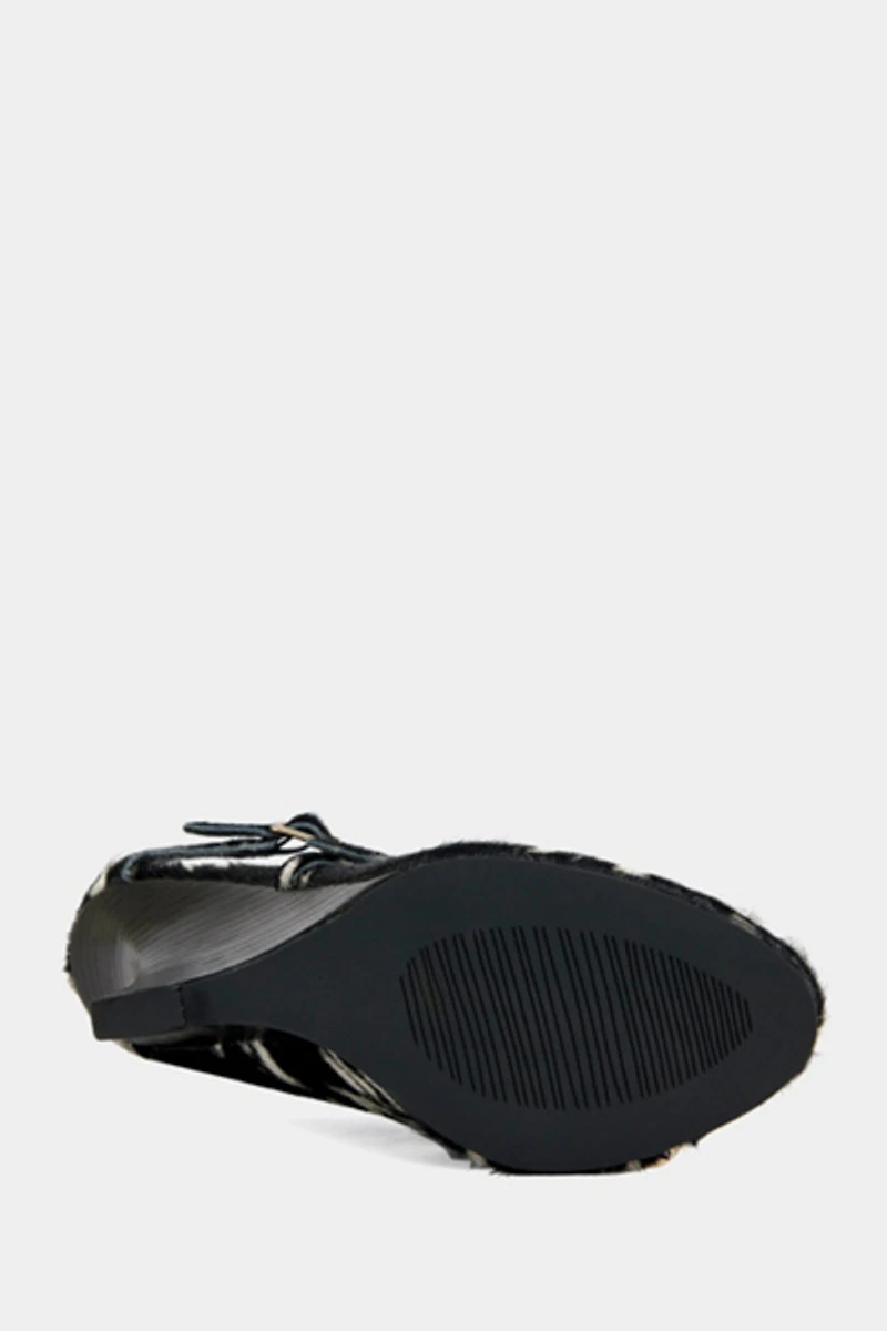Azalea Wang Giannis Calf Hair Wedge Sandal