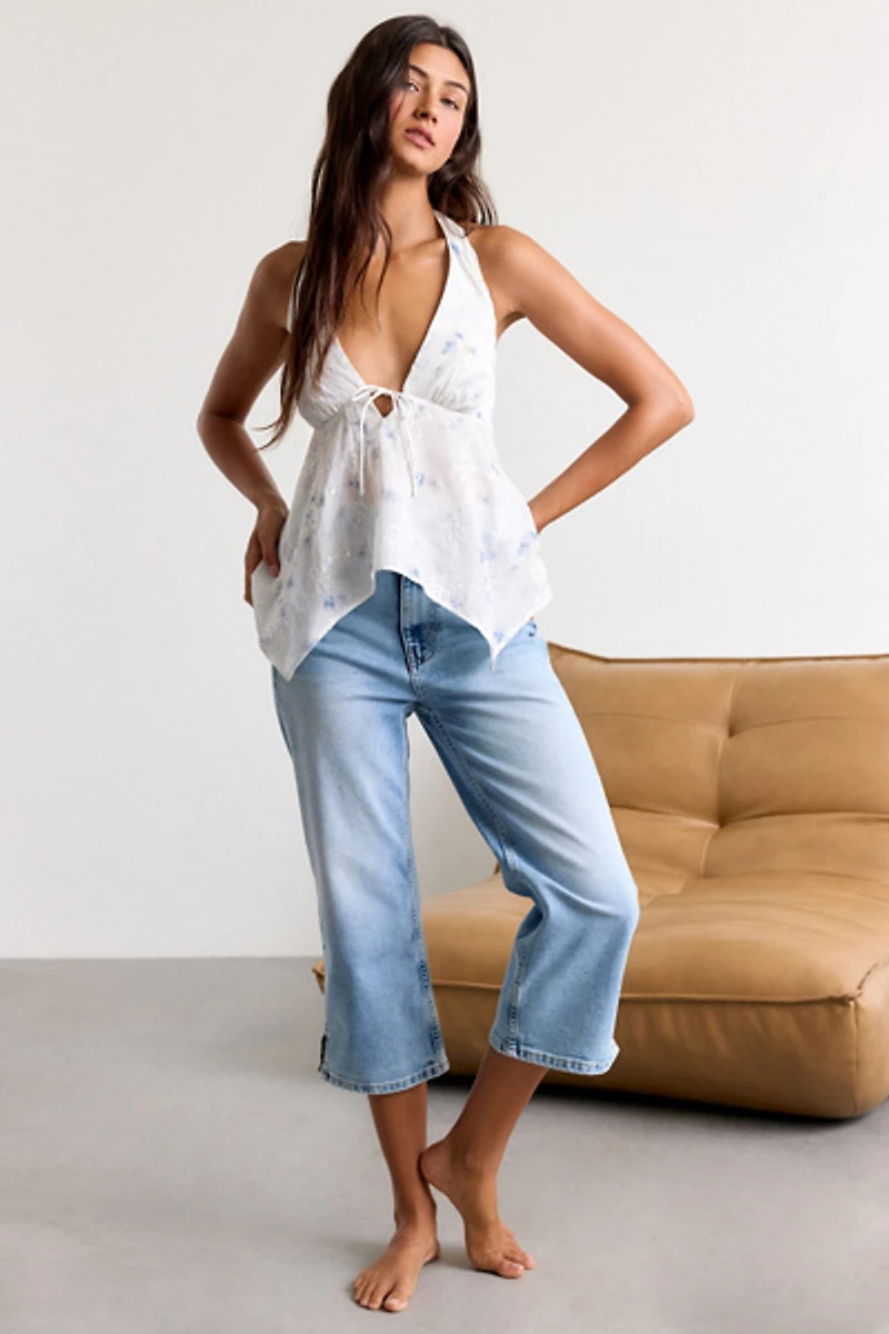 Kimchi Blue Athena Halter Neck Hanky Hem Babydoll Top
