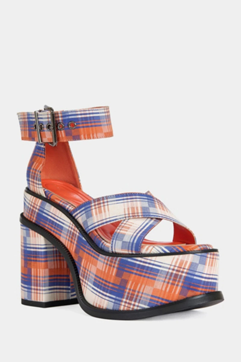 Azalea Wang Jaetyn Plaid Platform Heel