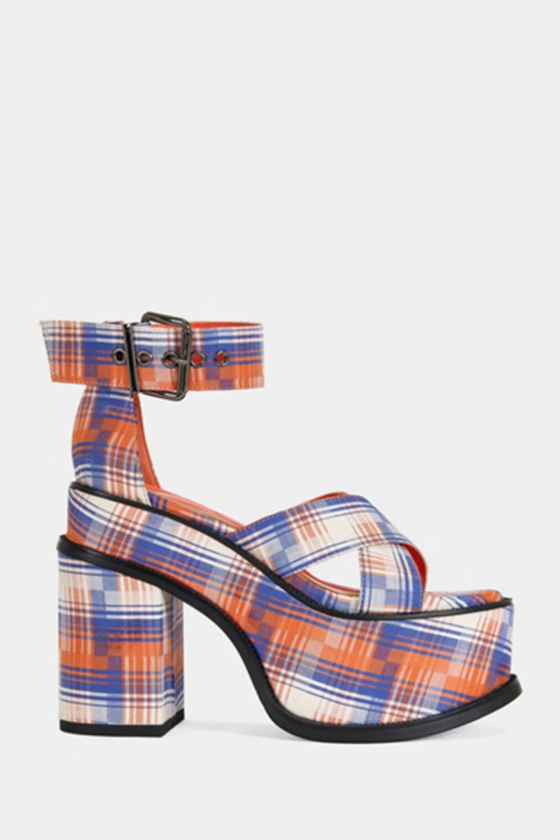 Azalea Wang Jaetyn Plaid Platform Heel