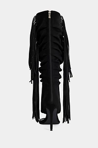 Azalea Wang Johanna Fringe Stiletto Sandal Boot