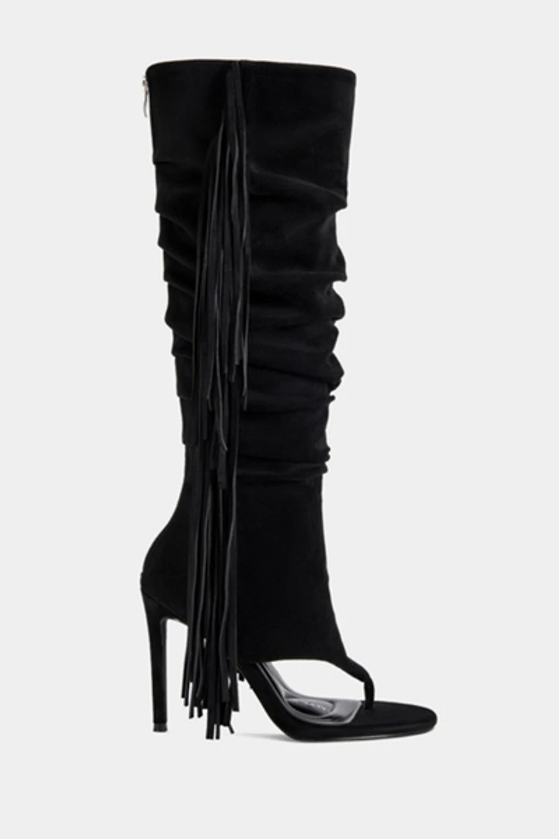 Azalea Wang Johanna Fringe Stiletto Sandal Boot