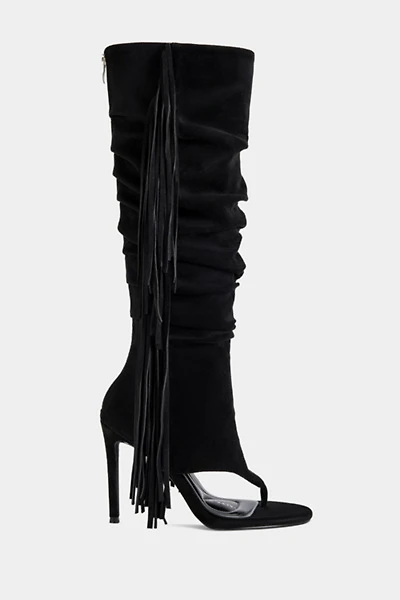 Azalea Wang Johanna Fringe Stiletto Sandal Boot