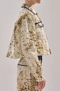 Azalea Wang Santana Cow Print Denim Jacket