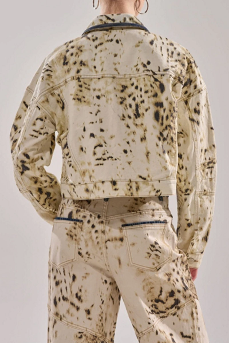 Azalea Wang Santana Cow Print Denim Jacket