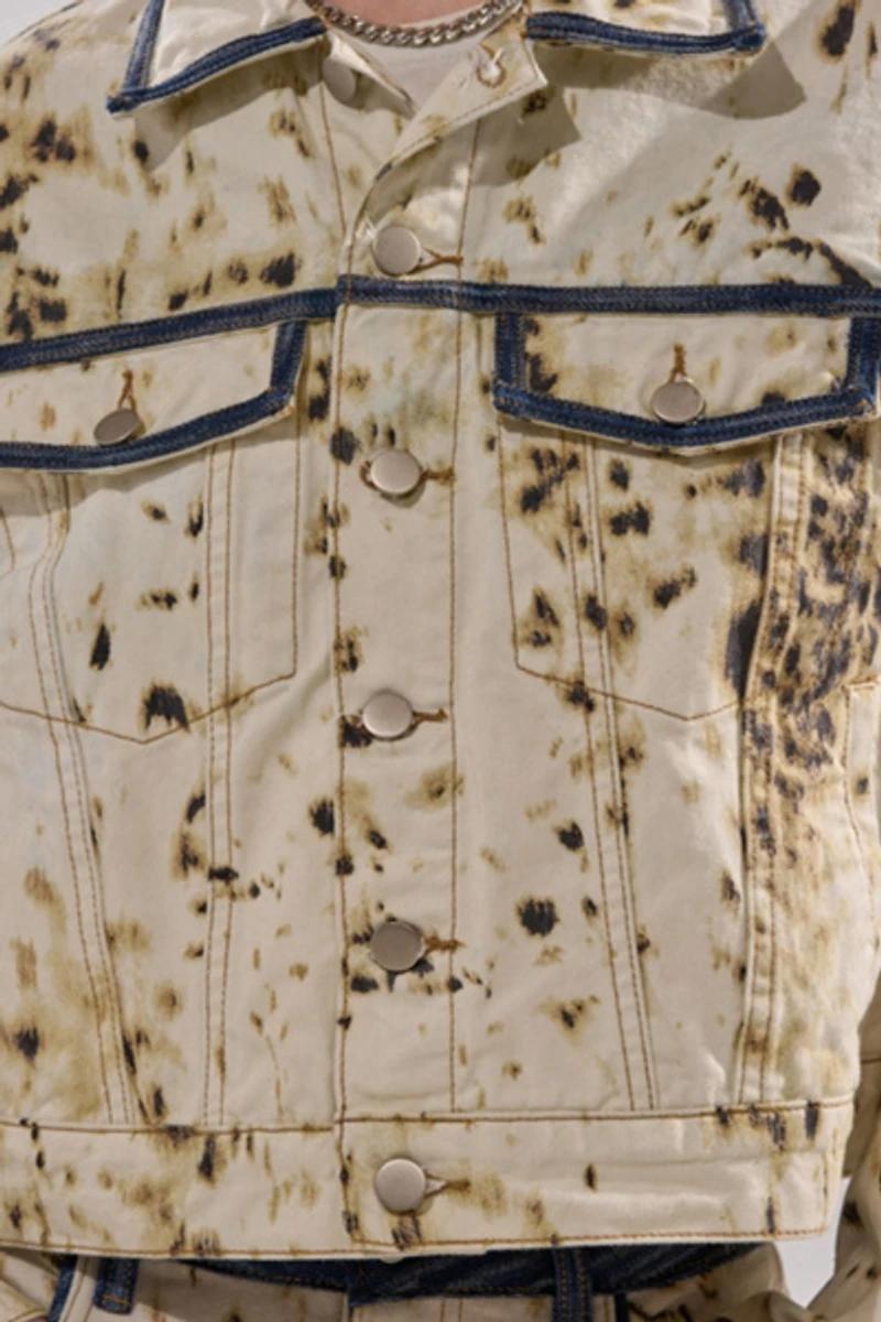 Azalea Wang Santana Cow Print Denim Jacket