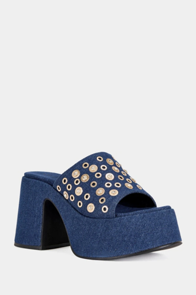 Azalea Wang Theodora Denim Platform Sandal