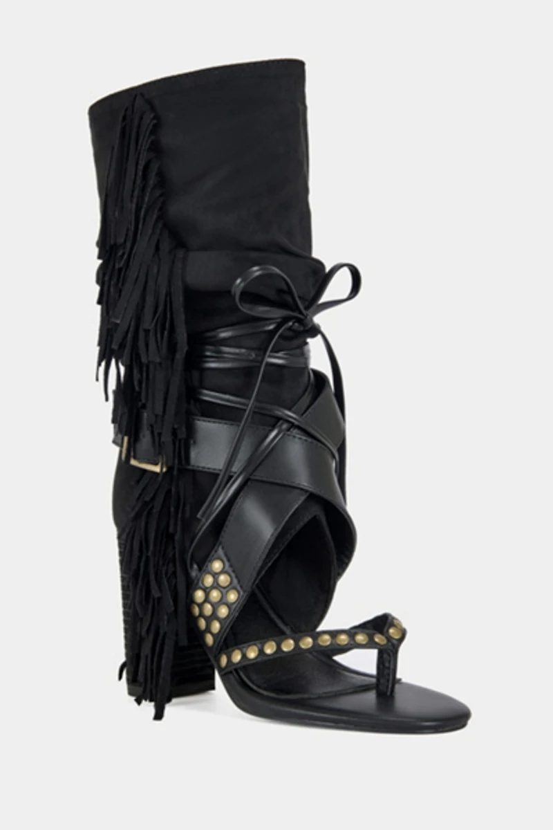 Azalea Wang Wilano Fringe Sandal Bootie