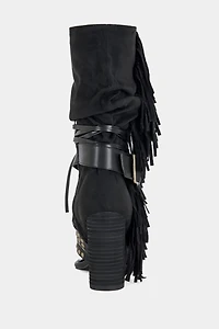 Azalea Wang Wilano Fringe Sandal Bootie