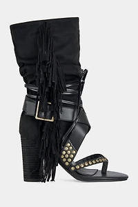 Azalea Wang Wilano Fringe Sandal Bootie