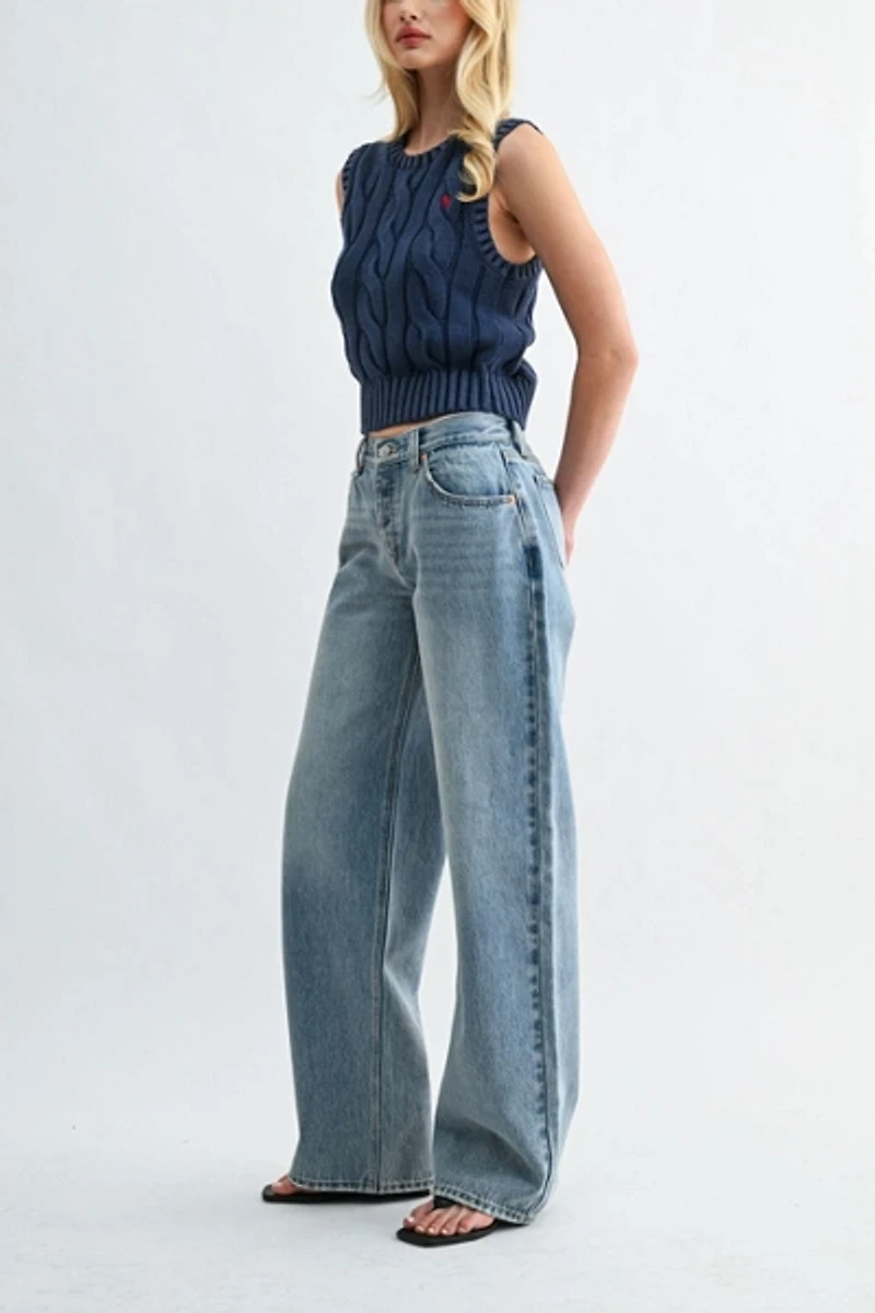 Jemina Denim Low Rise Wide Leg Jean