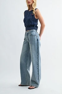 Jemina Denim Low Rise Wide Leg Jean