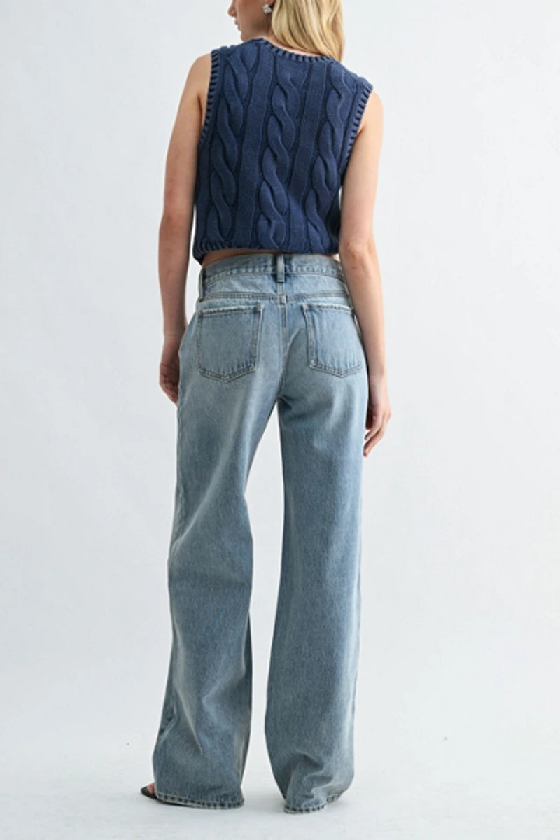Jemina Denim Low Rise Wide Leg Jean