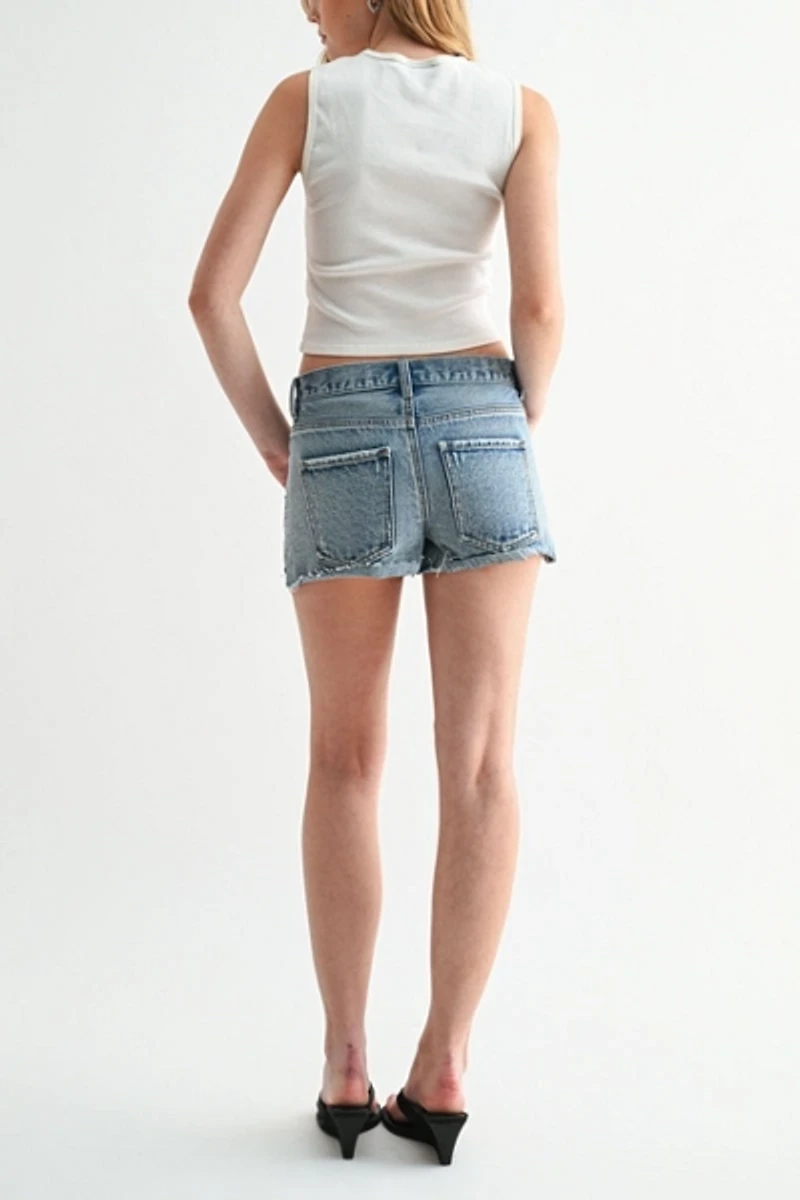Jemina Denim Mid-Rise Cutoff Shorts
