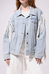Azalea Wang Arla Fringe Denim Jacket