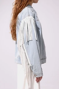 Azalea Wang Arla Fringe Denim Jacket