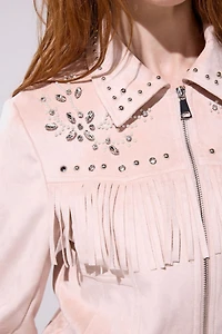 Azalea Wang Finlee Fringe Suede Jacket