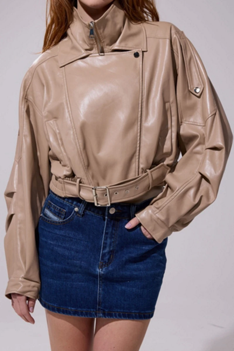 Azalea Wang Papoose Butter Leather Moto Jacket