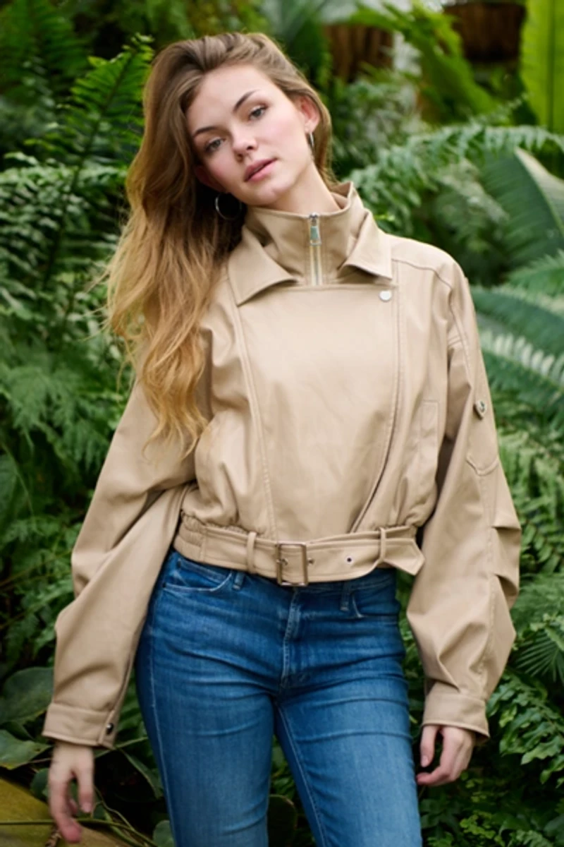 Azalea Wang Papoose Butter Leather Moto Jacket