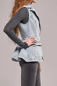 Azalea Wang Ryn Peplum Denim Vest