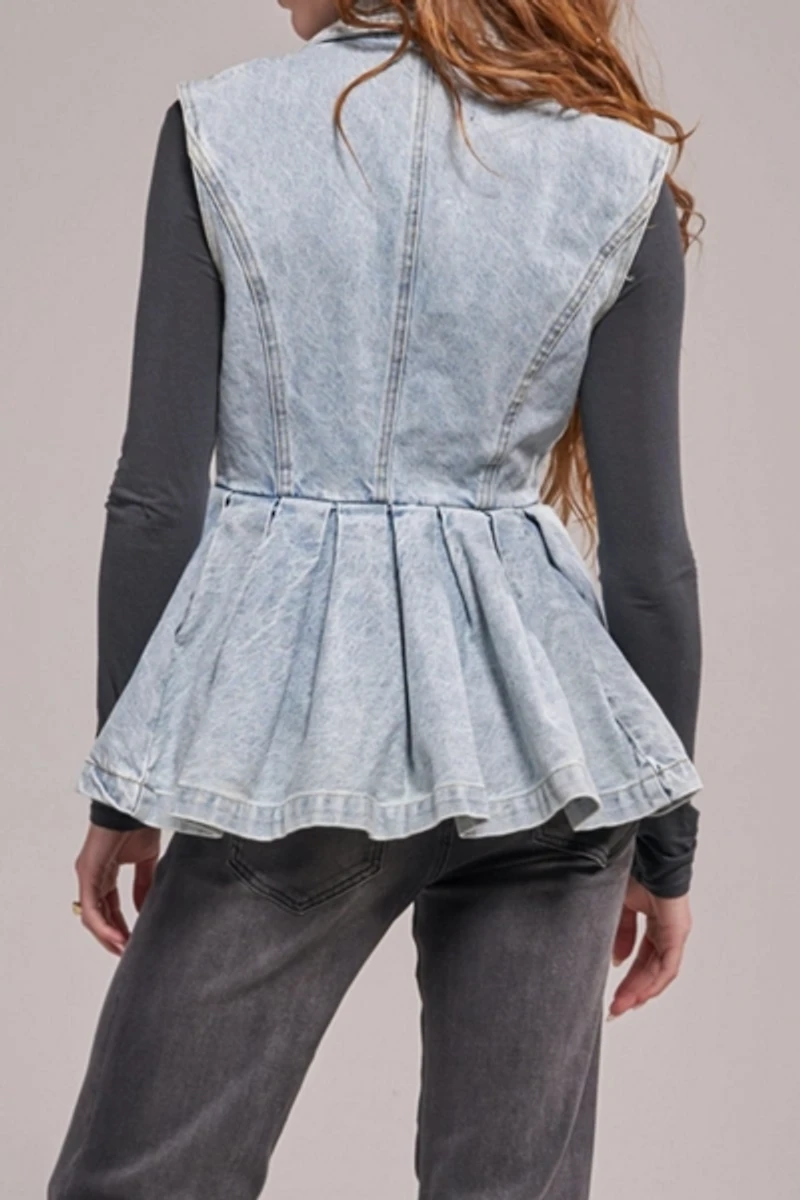 Azalea Wang Ryn Peplum Denim Vest