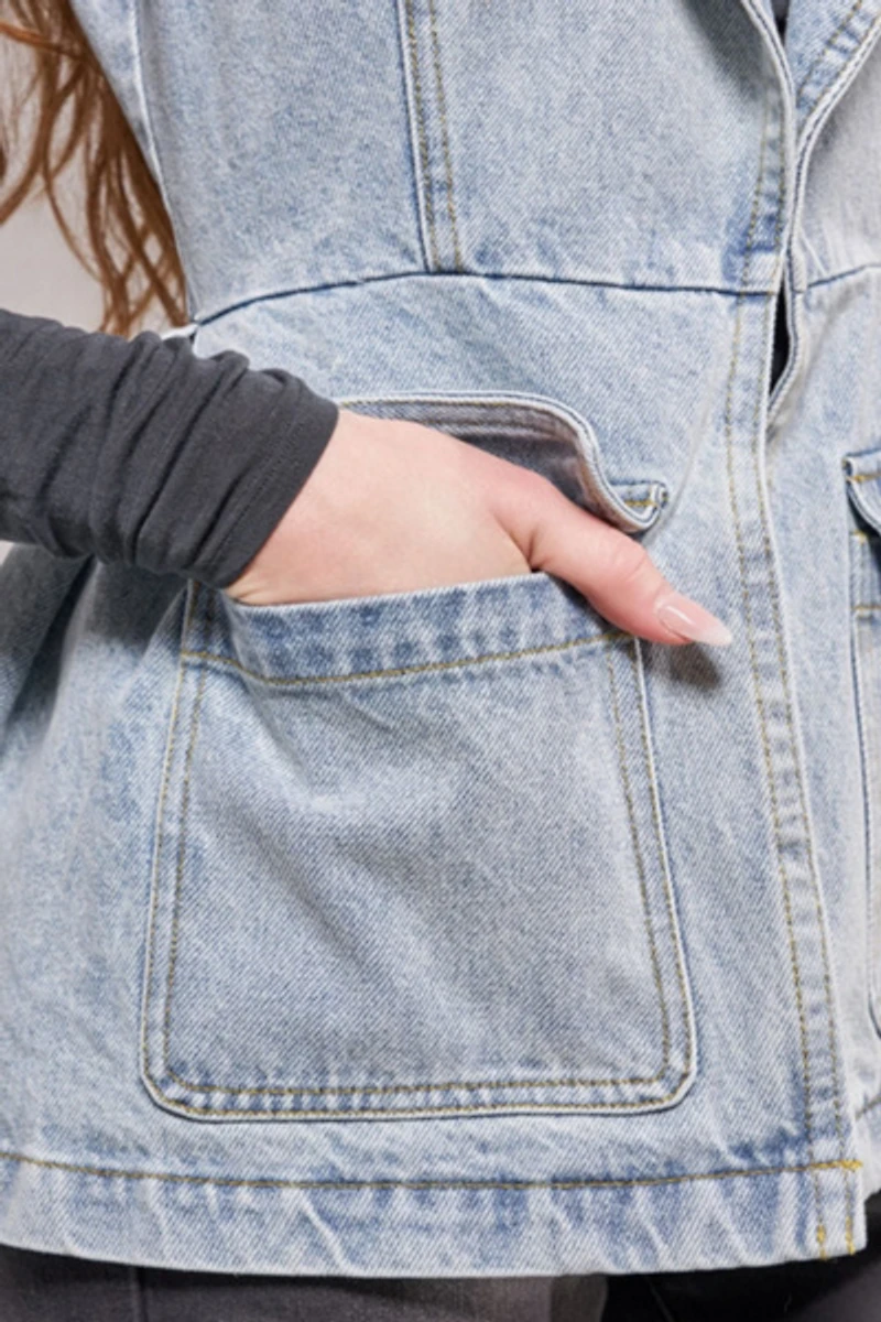 Azalea Wang Ryn Peplum Denim Vest