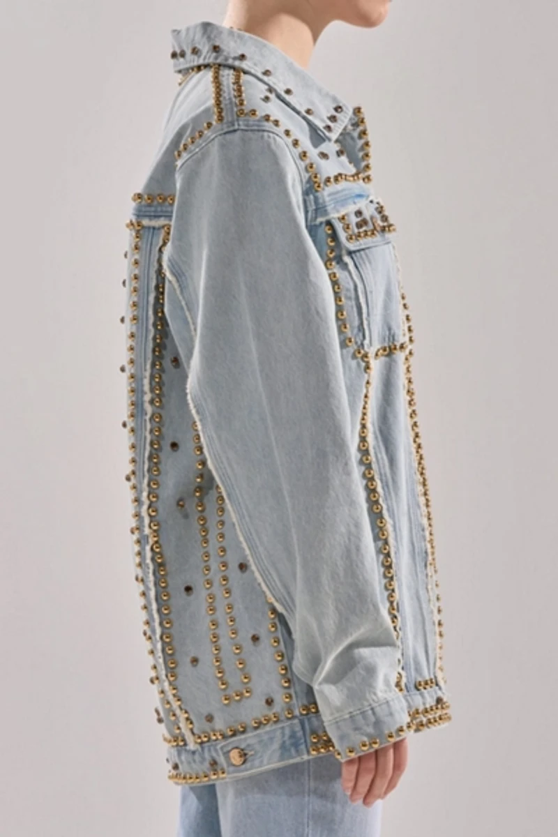 Azalea Wang Sable Studded Denim Jacket