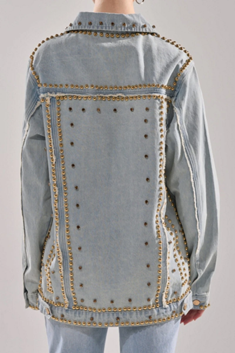 Azalea Wang Sable Studded Denim Jacket