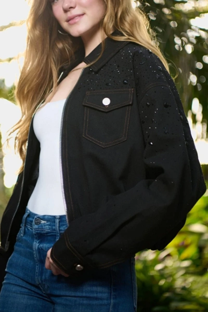 Azalea Wang Safina Embellished Denim Jacket