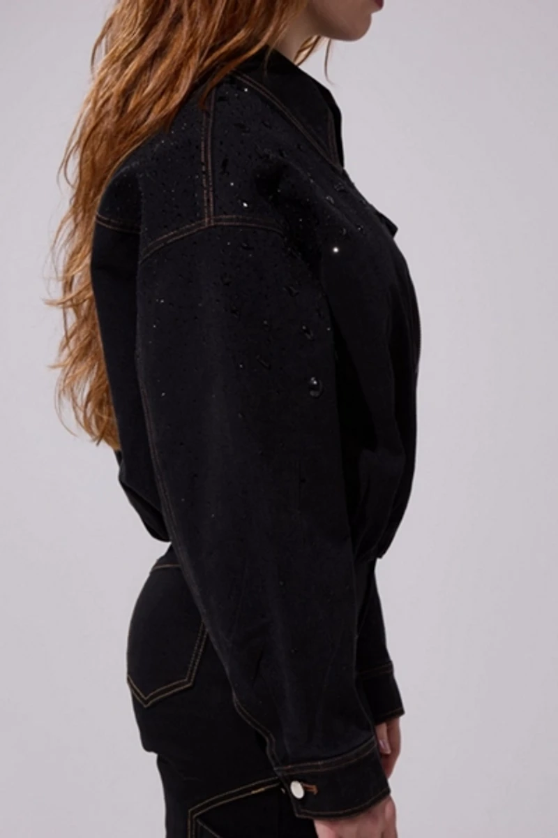 Azalea Wang Safina Embellished Denim Jacket