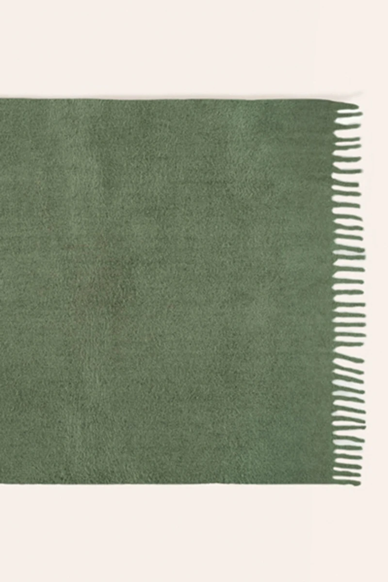 Zsa Zsu Ropar Fringed Acrylic Wool Throw Blanket