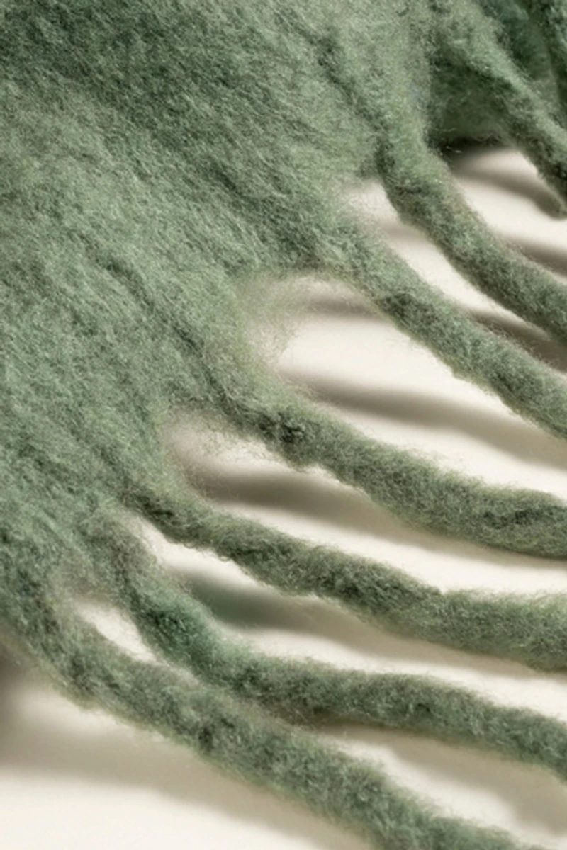 Zsa Zsu Ropar Fringed Acrylic Wool Throw Blanket