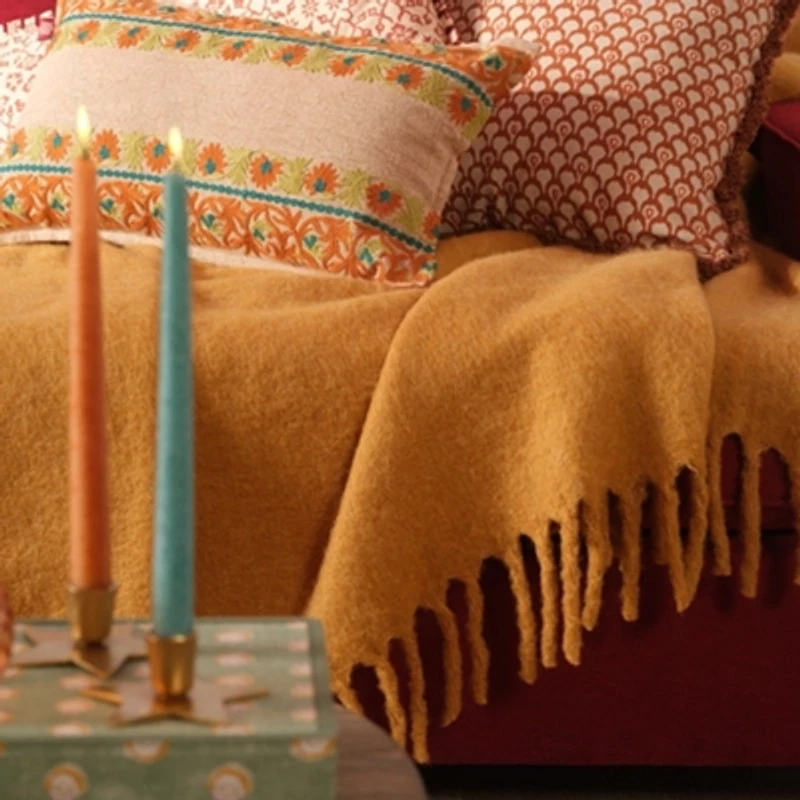Zsa Zsa Zsu Ropar Fringed Acrylic Wool Throw Blanket