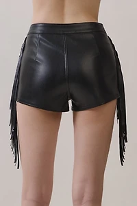 Personal Code Quincy Fringe Pleather Shorts