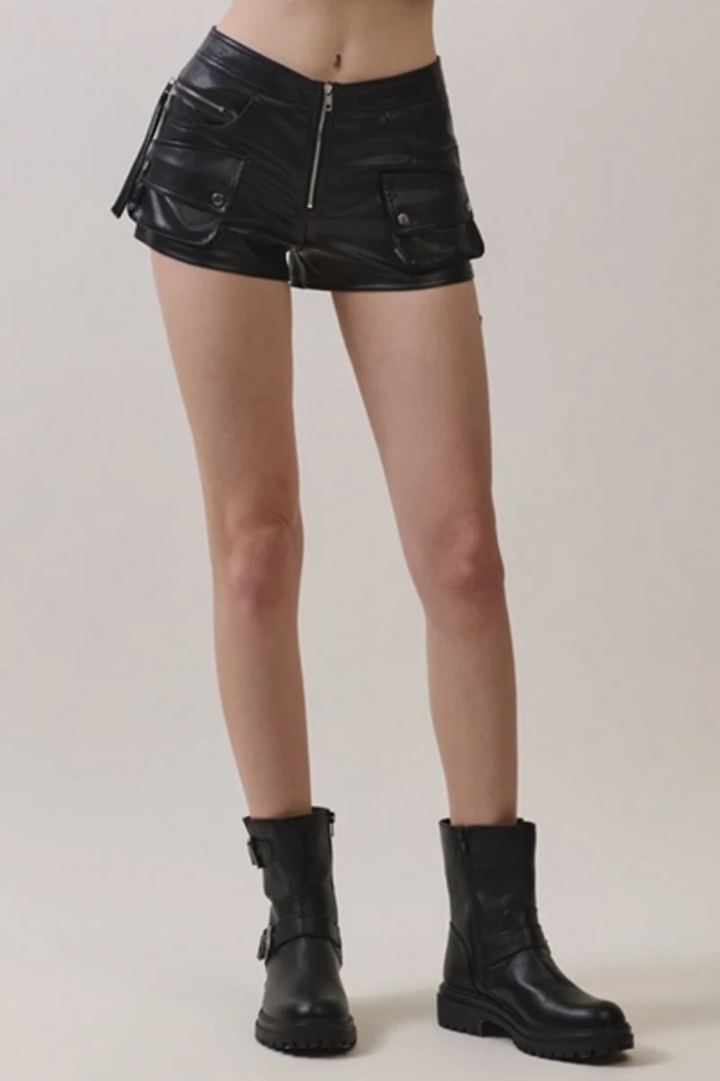 Personal Code Elle Pleather Cargo Shorts
