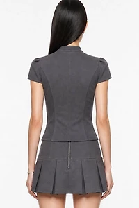 Personal Code Napoleon Short Sleeve Zip Up Top