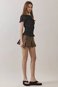Personal Code Dottie Polka Dot Smocked Top