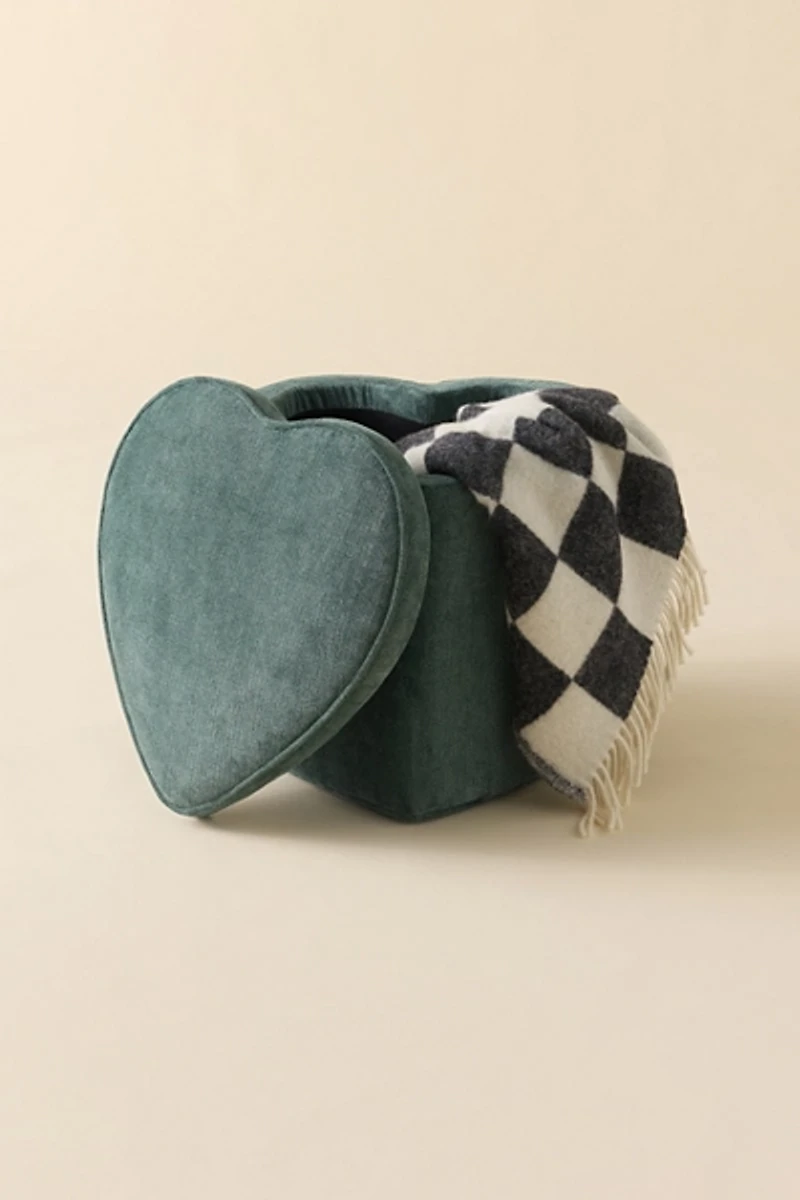 Hadley Heart Shaped Velvet Upholstered Storage Ottoman