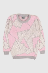 Vintage Pink Geometric Pattern Sweater