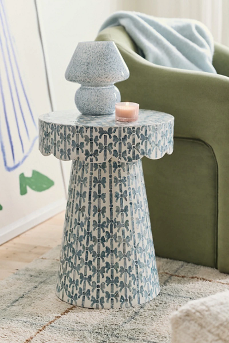 Brielle Bow Capiz Scalloped Side Table