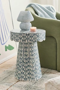 Brielle Bow Capiz Scalloped Side Table