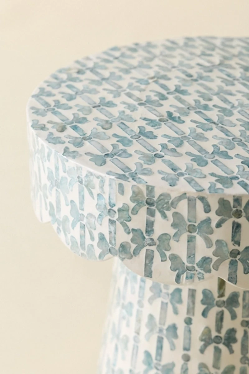 Brielle Bow Capiz Scalloped Side Table