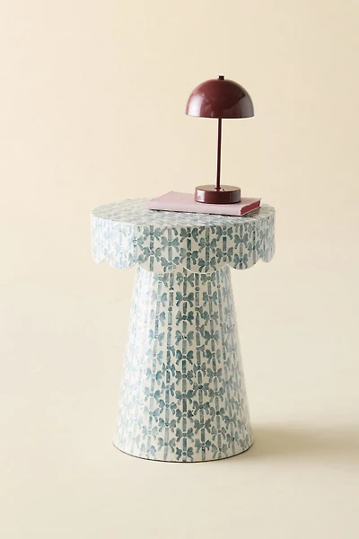 Brielle Bow Capiz Scalloped Side Table