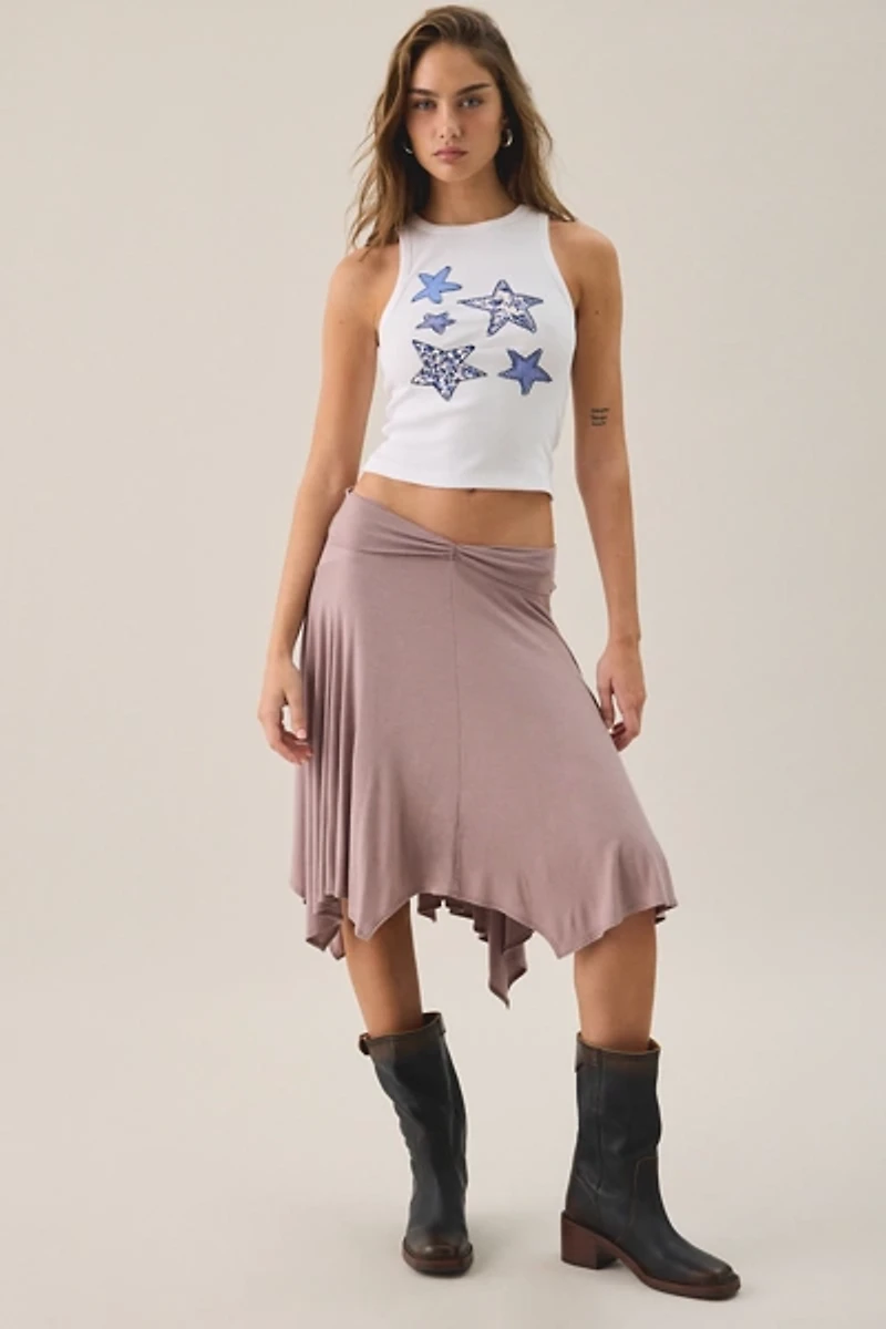 Star Patchwork Graphic Cropped Tank Top