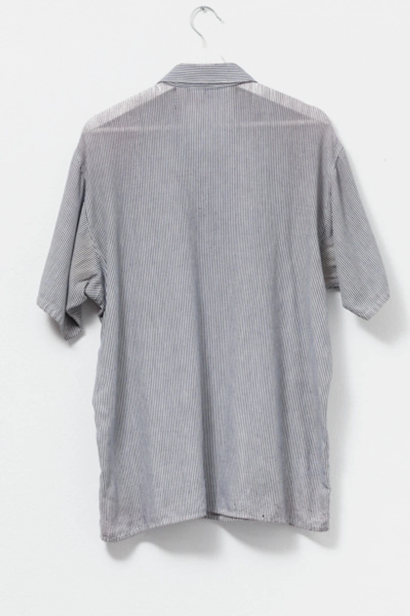 Vintage 1990s Distressed Ben Davis 1/4 Zip Sheer Stripped Shirt