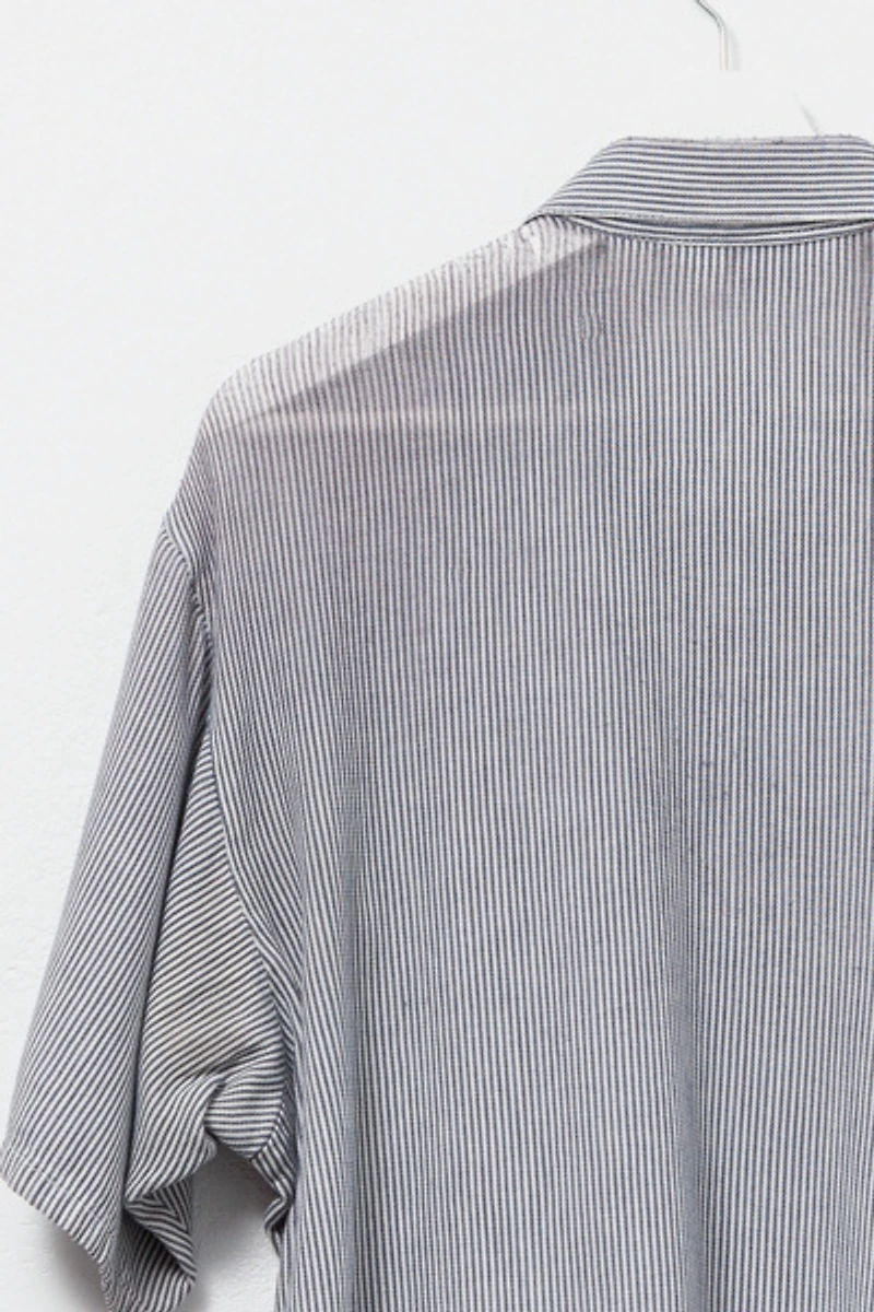 Vintage 1990s Distressed Ben Davis 1/4 Zip Sheer Stripped Shirt