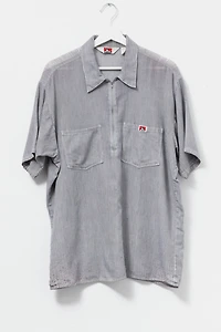 Vintage 1990s Distressed Ben Davis 1/4 Zip Sheer Stripped Shirt